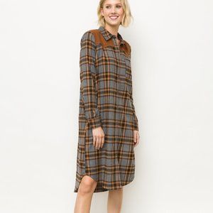 Plaid Long Shirt Dress